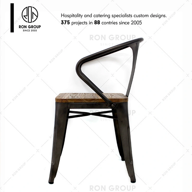 Custom industrial style cafe restaurant metal dining chair