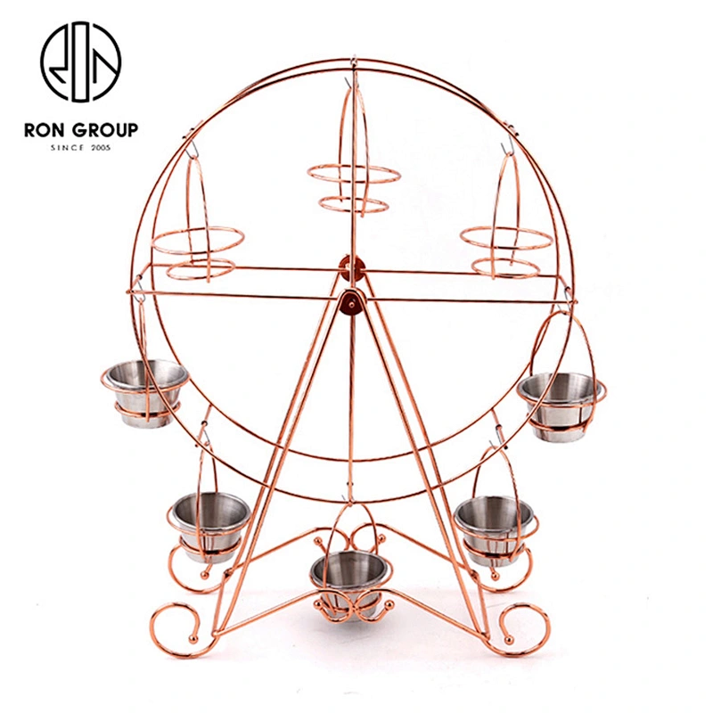 European Style Party Metal Rotating Gold Eight Bowl Ferris Wheel Display Shelf