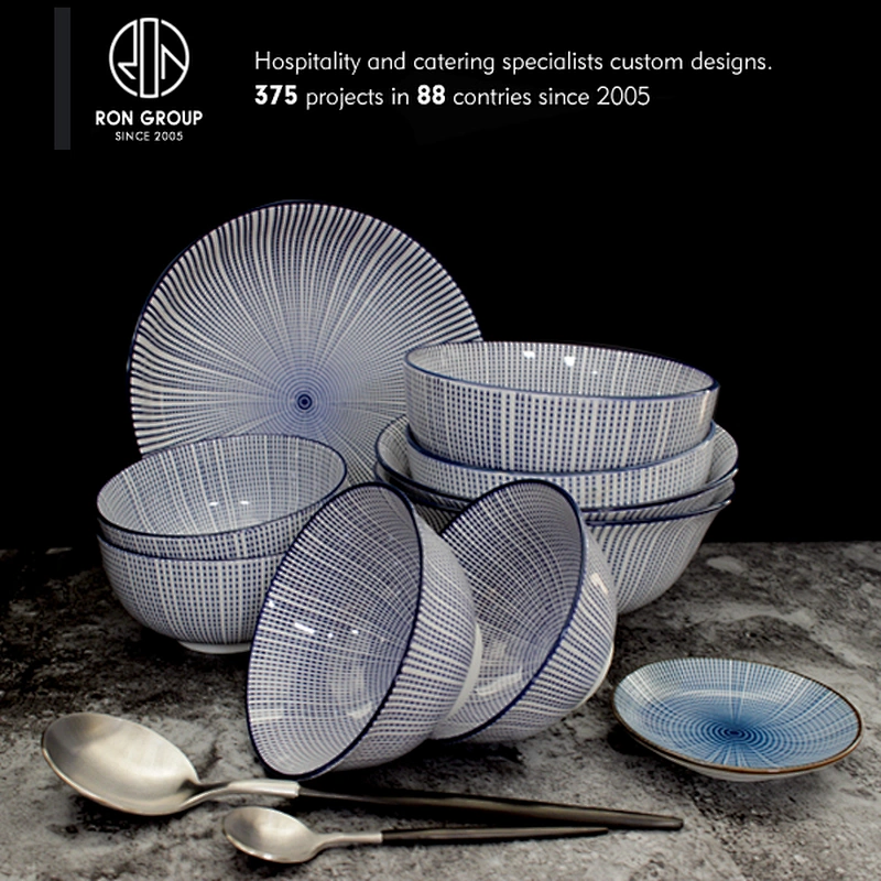 Foshan custom printed logo restaurant ceramic curry bowl