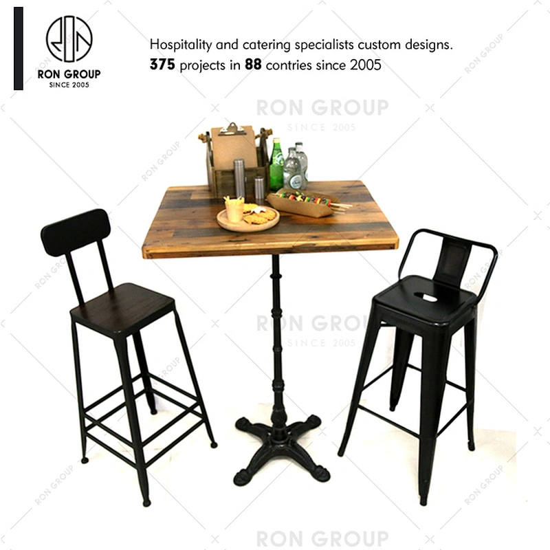 Custom made restaurant vintage industrial high bar stools and table