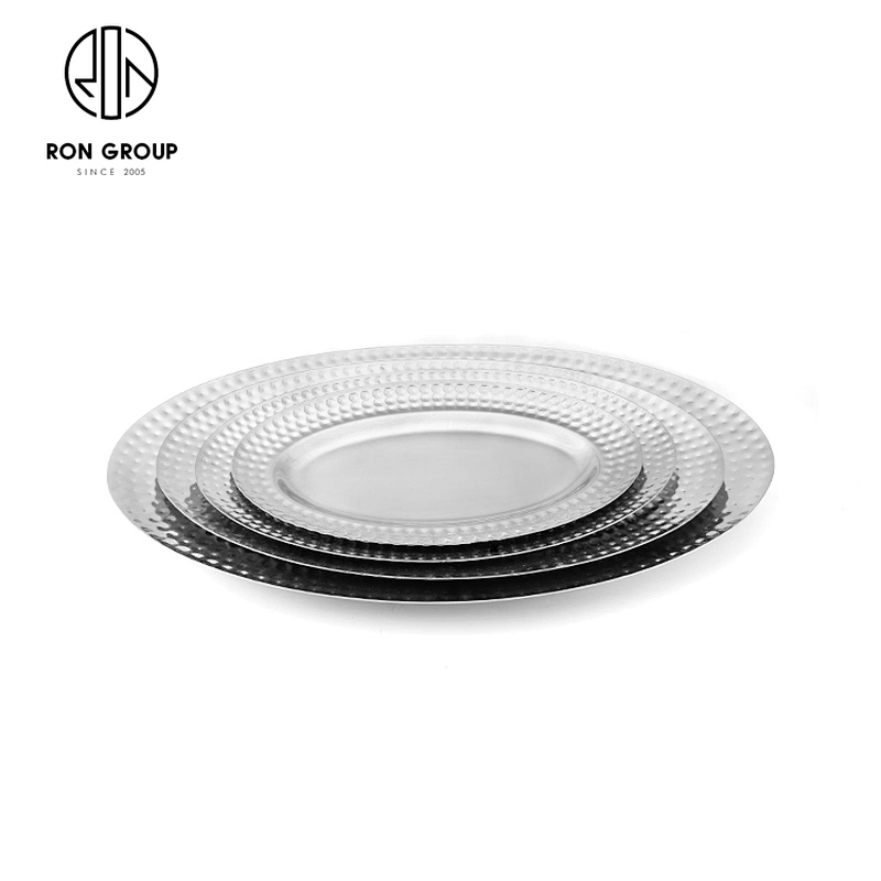 Tray Oval Dish Diamond Egg Shaped Silver Shallow Plate For Restaurant