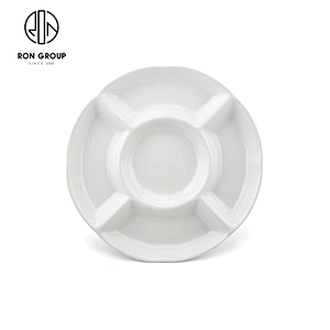 Hot Selling Custom Porcelain White Five Lattice Fruit Snack Plate For Hotel
