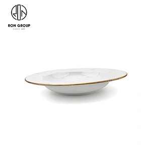 Wholesale Hotel Restaurant Custom Logo Ceramic White Pasta Plates