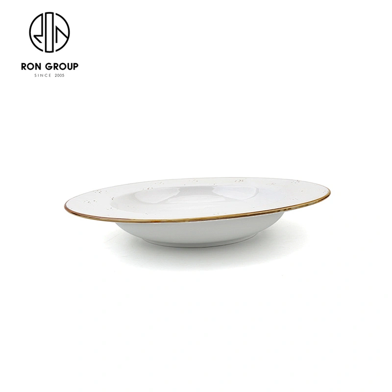 Wholesale Hotel Restaurant Custom Logo Ceramic White Pasta Plates