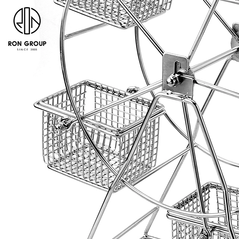 Stainless Steel Restaurant Snack Ferris Wheel Show Shelf With Five Basket