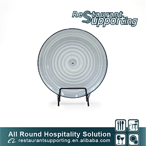 Hot selling custom coffee shop bule round decorative ceramic plate