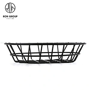 Small Size Metal Iron Wire Black Steel Round Bread Basket For Restaurant