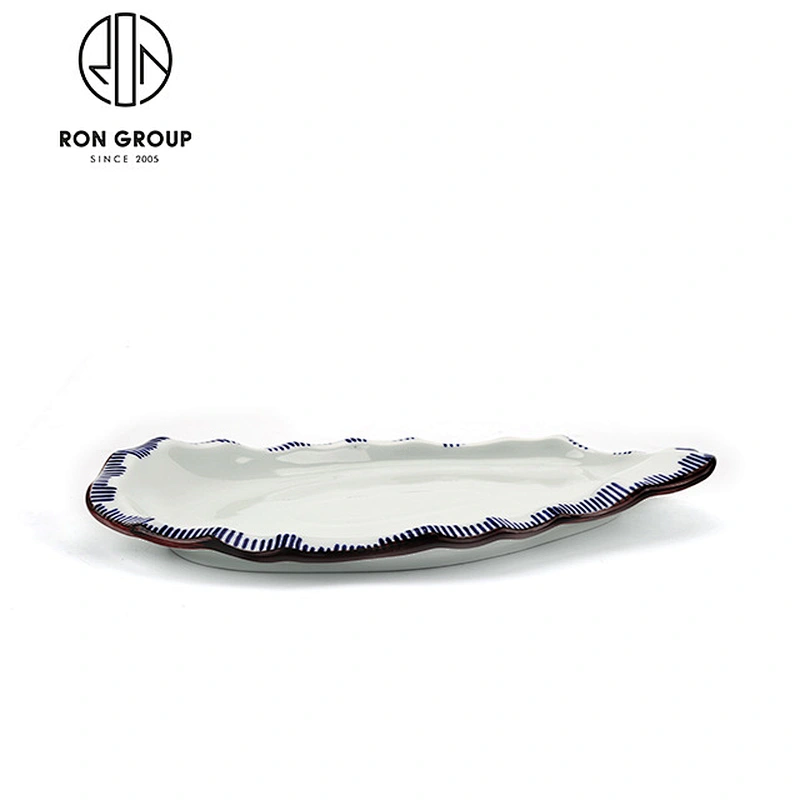 Restaurant Irregular Shaped Ceramic Dinner Dish And Plate