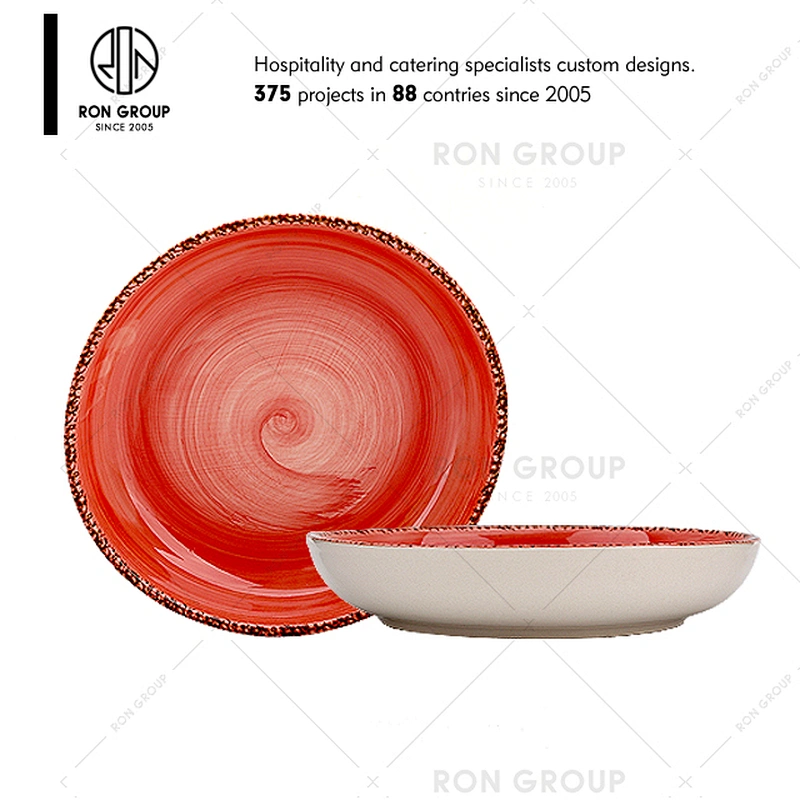 Orange Porcelain Dining Plate for Restaurant Hotel Cafe
