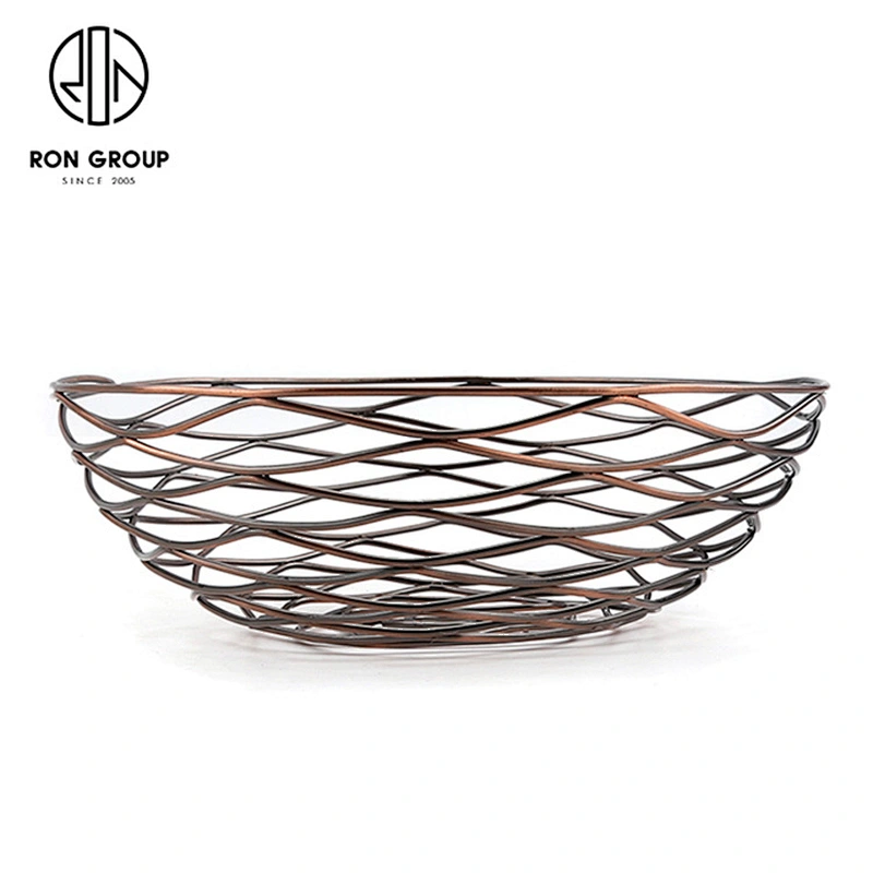 2020 New Kitchen Accessories Metal Iron Wire Round Bronzed Middle Size Bread Basket