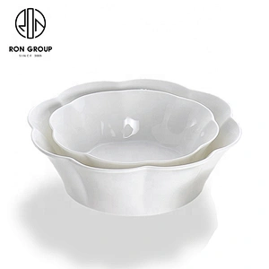 Advanced Custom White Ceramic Flower Shaped Bowl For Restaurant