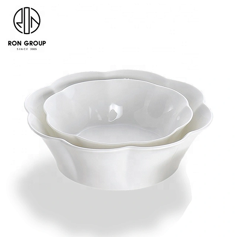 Advanced Custom White Ceramic Flower Shaped Bowl For Restaurant