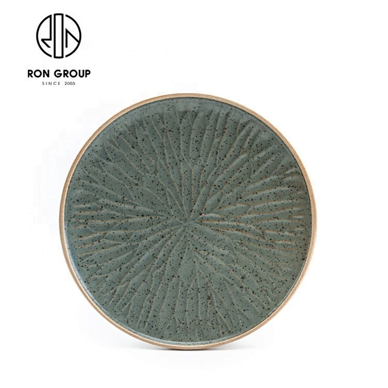 Customized Blackish Green Terracotta Shallow Round Plate