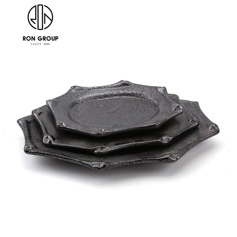 Japanese Tableware Matt Black Square Ceramic Dinner Plate