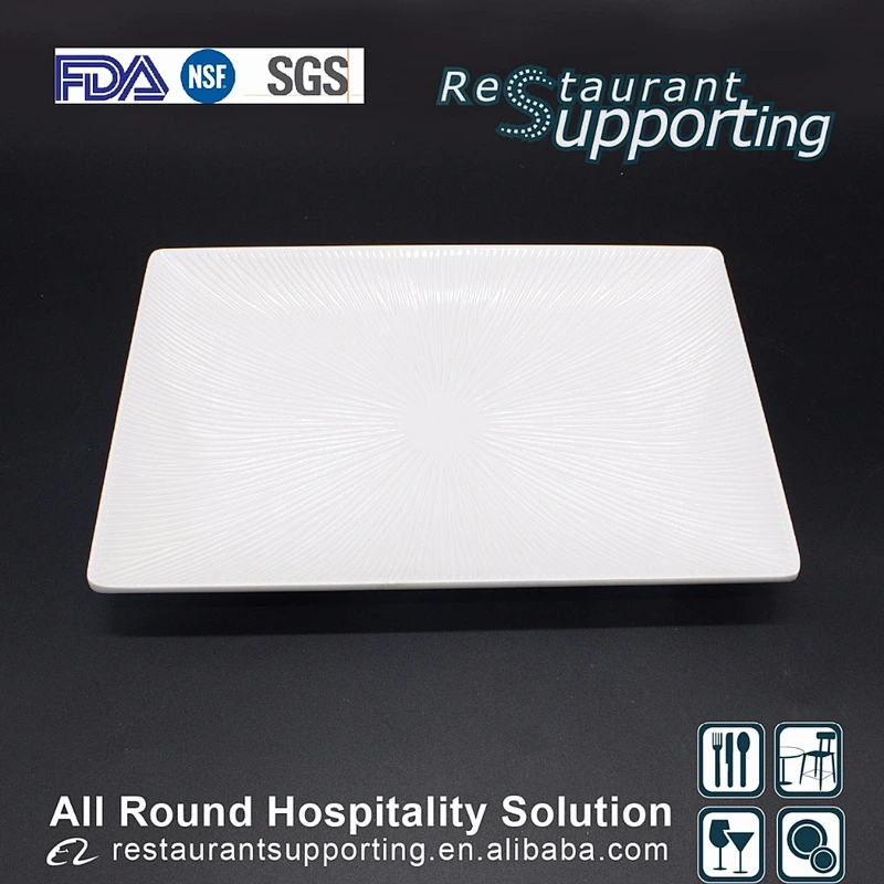 Hot selling custom logo restaurant ivory white square dinner plate
