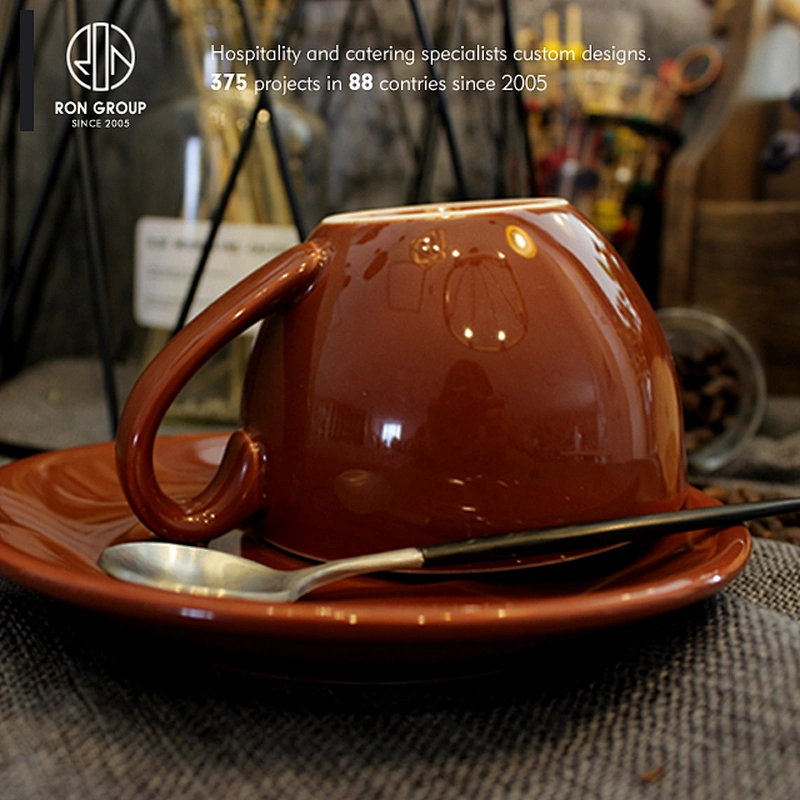 Wholesale Home Restaurant Round Creative Ceramic Coffee Cup Plate Set