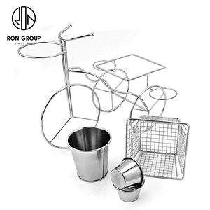 Restaurant Use Stainless Steel Bicycle Snack Metal Fry Food Display Rack