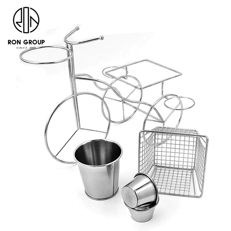 Restaurant Use Stainless Steel Bicycle Snack Metal Fry Food Display Rack