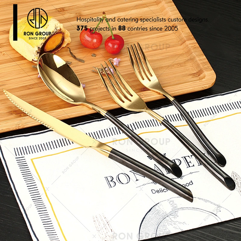 Gold Plated Cutlery Set For Restaurant Wedding