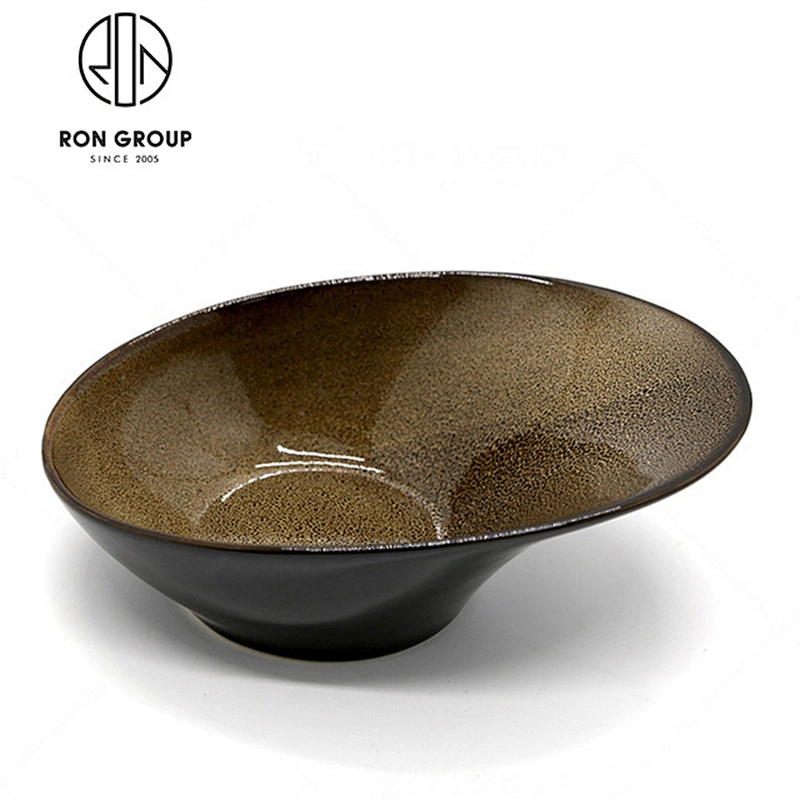 High Capacity Durable Irregular Shape 8 Inch Restaurant Ceramic Bowl