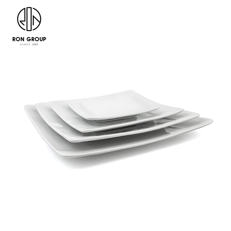 Hotel Restaurant Cheap Tableware Porcelain White Square Buffet Plate
