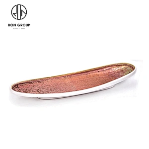 Restaurant Dinnerware Ceramic Fat Edge Long Thick Side Strip Disk