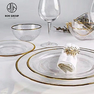 Wholesale Custom Hotel Restaurant Banquet Classical Gold Rim Charger Plate