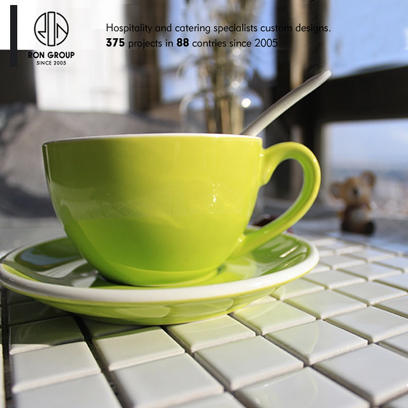 Custom food grade restaurant colorful 300ml porcelain coffee cups