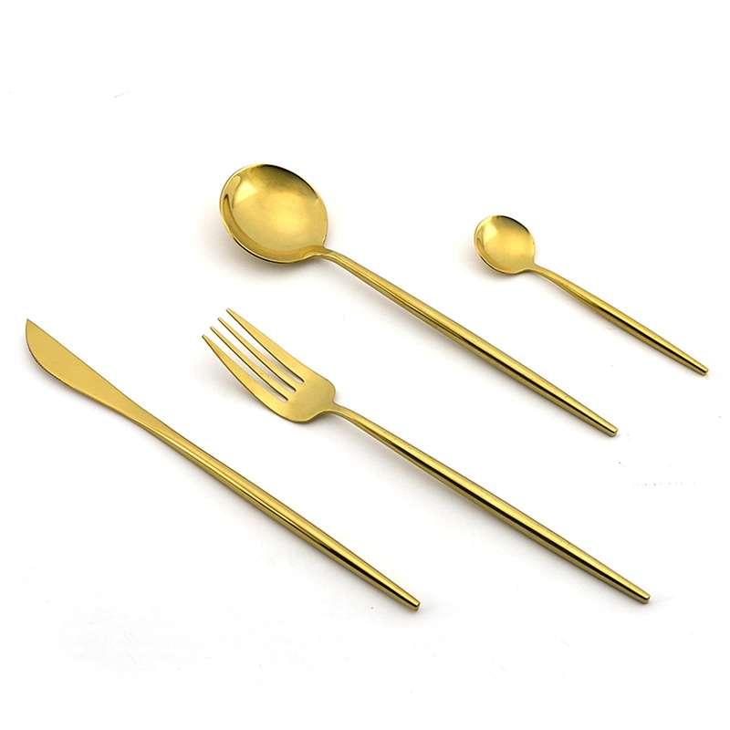 Restaurant Wedding Gold And Pink Color Stainless Steel Flatware Cutlery