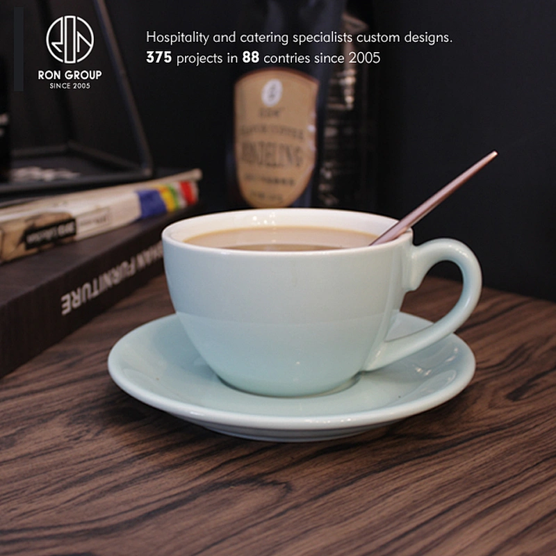Custom food grade restaurant colorful 300ml porcelain coffee cups