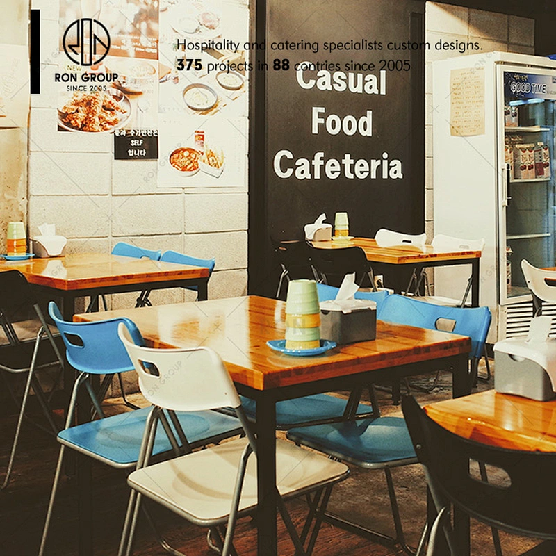 Wholesale Restaurant Wooden Dining Table With Metal Frame