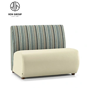 Brown And White PU Leather Restaurant Booth Sofa Design