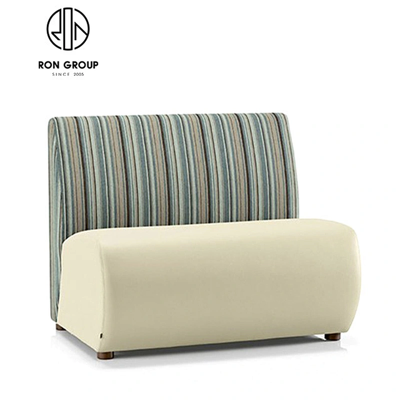 Brown And White PU Leather Restaurant Booth Sofa Design