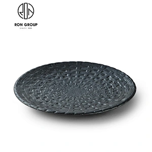 Wholesale black ceramic round shallow dinner plate