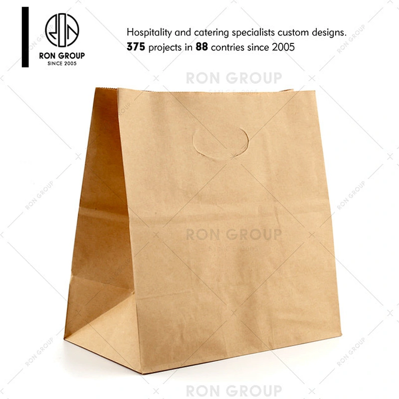 Custom restaurant food grade biodegradable brown craft paper bag