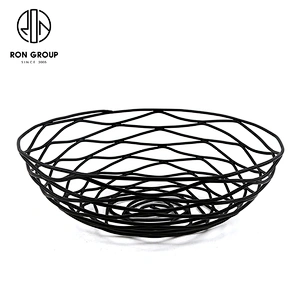 Accept Customization Metal Iron Wire Kitchen Accessories Black Large Size Bread Basket