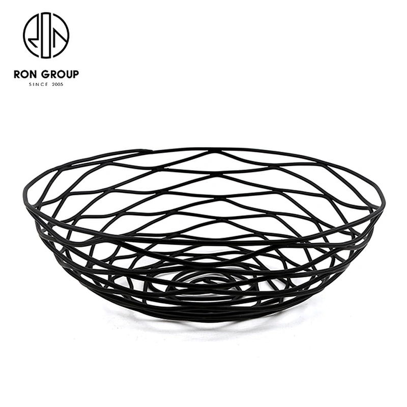 Accept Customization Metal Iron Wire Kitchen Accessories Black Large Size Bread Basket