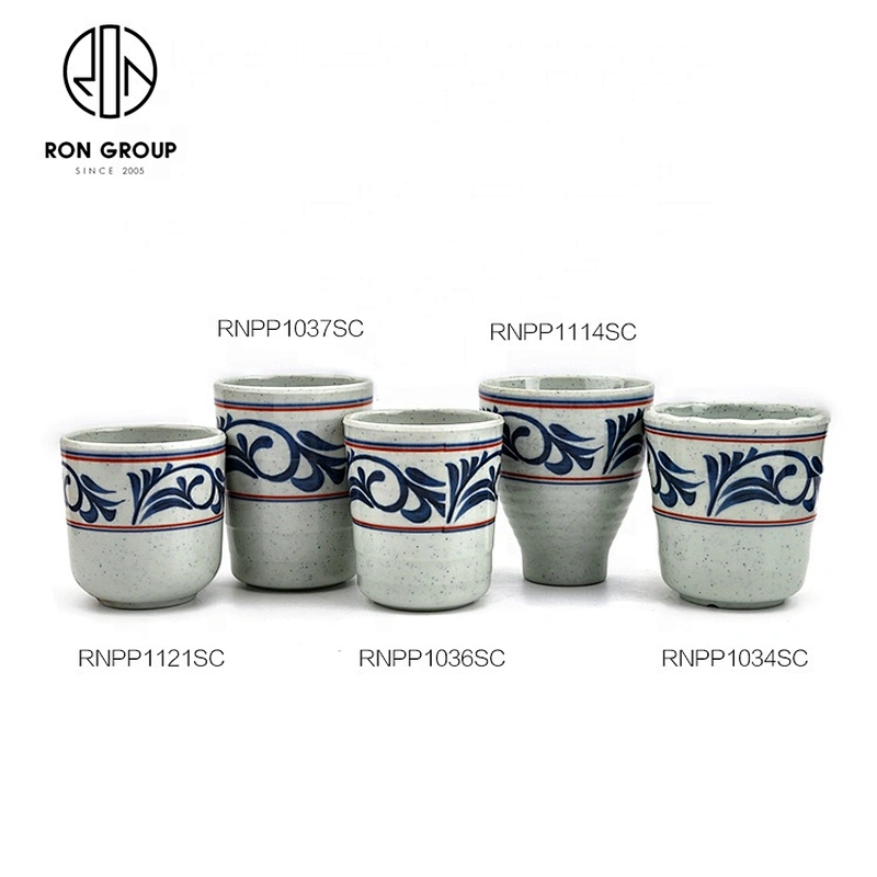 Oem Cafe Shop Ceramics China Blue Pattern Straight Cup
