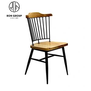 Wooden Restaurant Chair With Metal Frame
