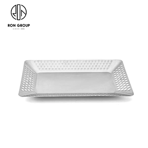 Stainless Steel Custom Metal Dinnerware Diamond Rectangle Plate For Hotel