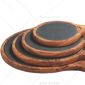 Customized Restaurant Round Wood Board Slate Pizza Plate