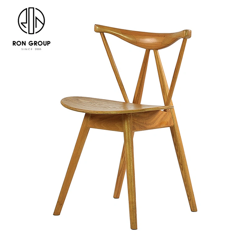Hot Sale Modern Restaurant Furniture Horn Elbow Dining Ash Wooden Chair