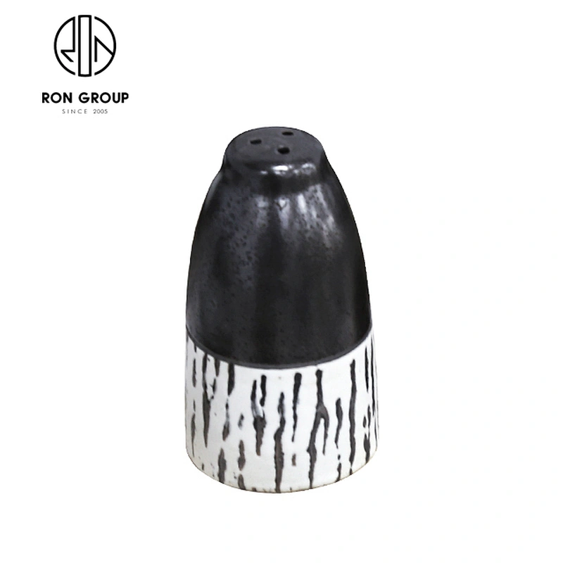 Custom Kitchen Tableware Black Ceramic Oil Vinegar Cup Soy Sauce Bottle