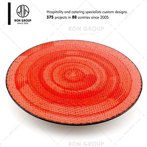 Food grade custom logo printed colored restaurant ceramic plates