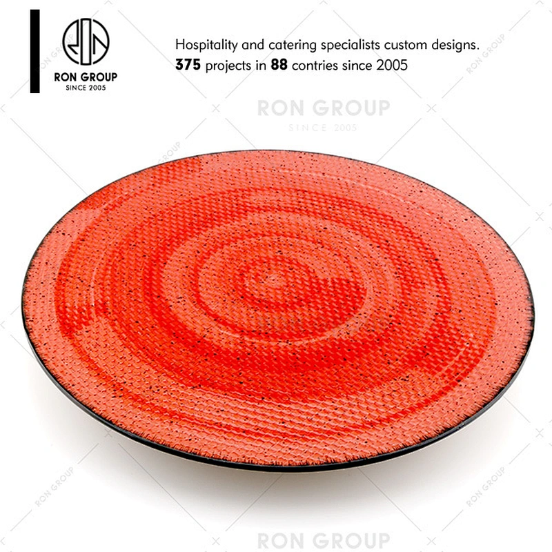 Food grade custom logo printed colored restaurant ceramic plates