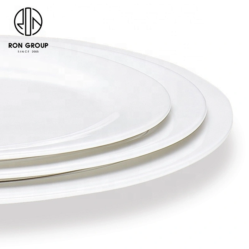 Customized White Ceramic Oval Fish Plate For Restaurant Dedicated