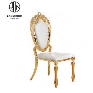 Round back stainless steel frame gold chairs for party