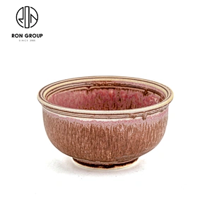 Fambe Pink Rhythm Collection Ceramic Porcelain Rice Bowl For Restaurant