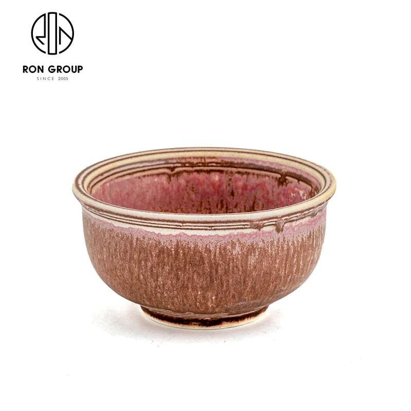 Fambe Pink Rhythm Collection Ceramic Porcelain Rice Bowl For Restaurant