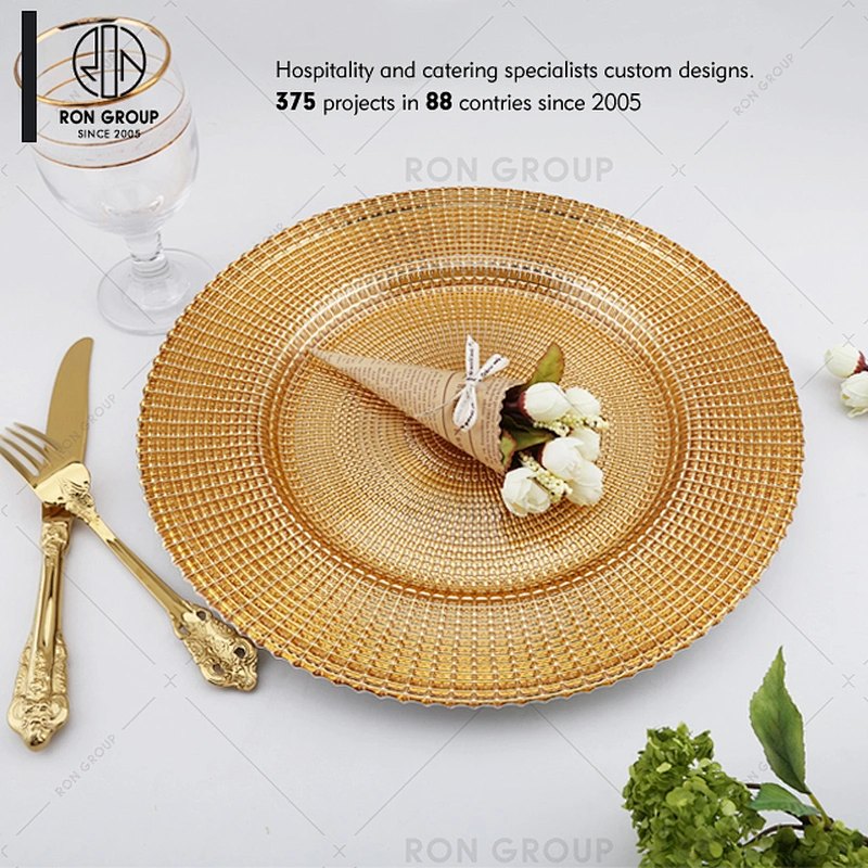 Hot Sale Wedding Colored Glass Charger Plates